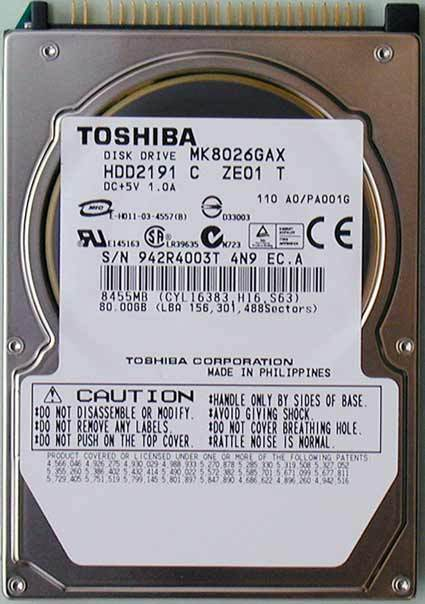 Toshiba MK8026GAX 80GB PATA (IDE, UDMA, EIDE) Hard Disk Drives